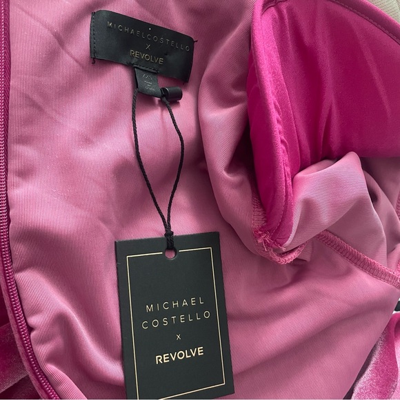 Michael Costello x REVOLVE Velvet Ruched Pink/Berry Dress XXS NWT - Picture 5 of 8